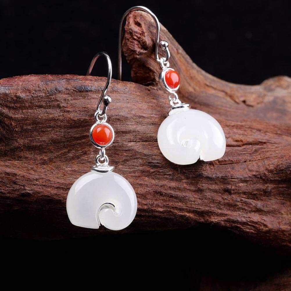 Boucles d'oreilles argent 925 et néphrite éléphant au design ciselé main - 4
