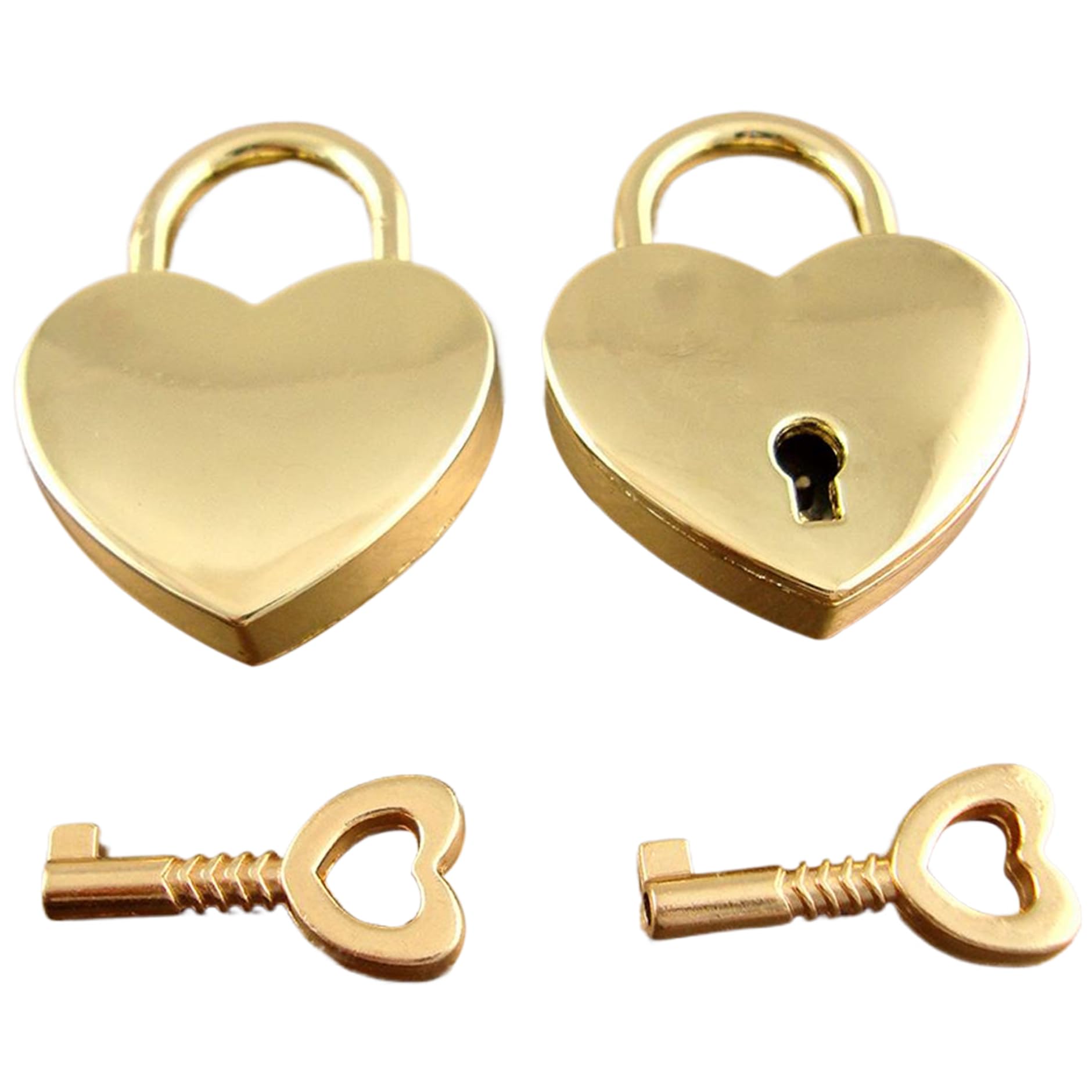 Cakeeyum Heart- Shape Heart Lock 2Pcs Metal Padlock With Key Cute Golden Heart Shaped Lock Mini Locks With Keys For Handbag Jewelry Box Storage Box Diary Book, Padlock With Key, Shaped, Mini Lo