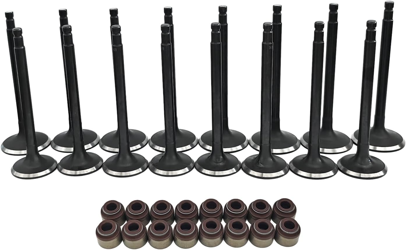 Engine Intake Exhaust Valves Kit with Valve Seals Fits for 1998-2004 Nissan Frontier Altima 2.4L KA24DE, Replace 13201-VJ200, 13202-VJ200