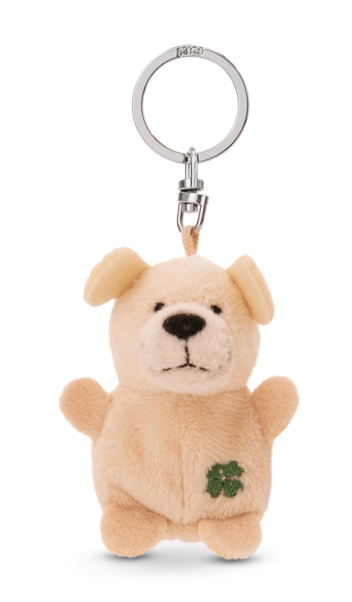 NICI Keyholder dog with cloverleaf 5cm - beige - A loyal companion for backpacks or bags, keychain for key rings & key holders for all ages | 62073