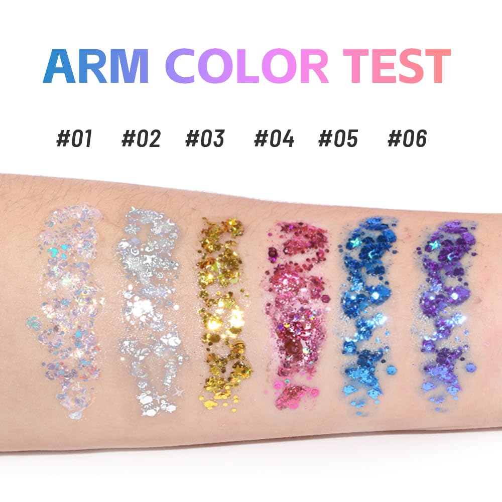 Gel glitter per viso e corpo, trucco viso di carnevale, glitter per capelli, gel con paillettes, accessorio cantante per concerti festival (#04 rosa)