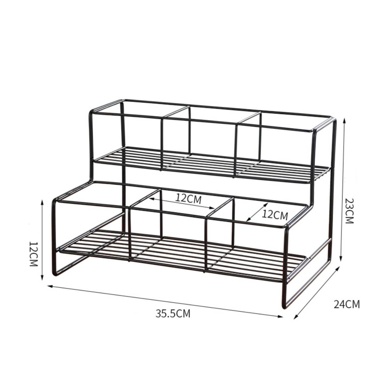Amagogo Estante Exhibidor Botellas Jarabe con Diseño Escalera Doble para Mostrador Cocina con Acabado Pintura Horneada en Hierro Negro Acuado para Almacenar, Style to 2