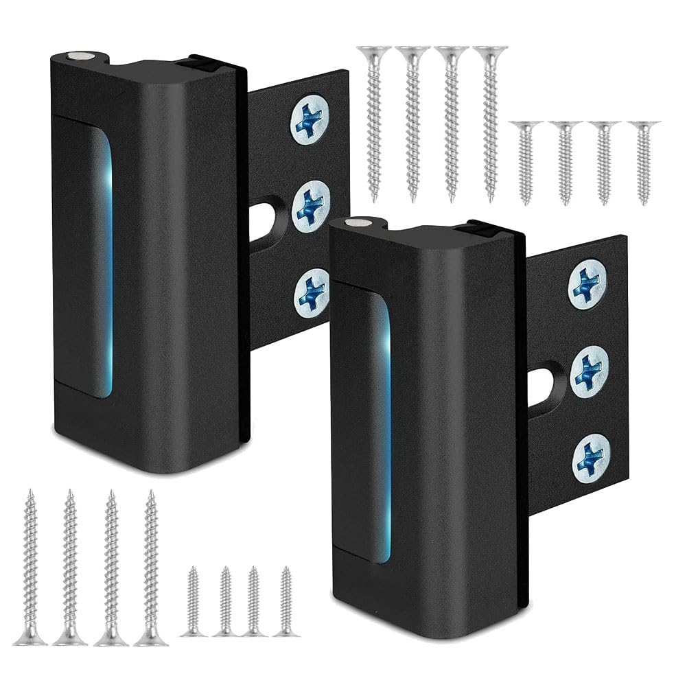 Tuidzljd 2pack Home Security Door Reinforcement Lock Security Door Locks Home Prevent Unauthorized Entry forKids Safety Black