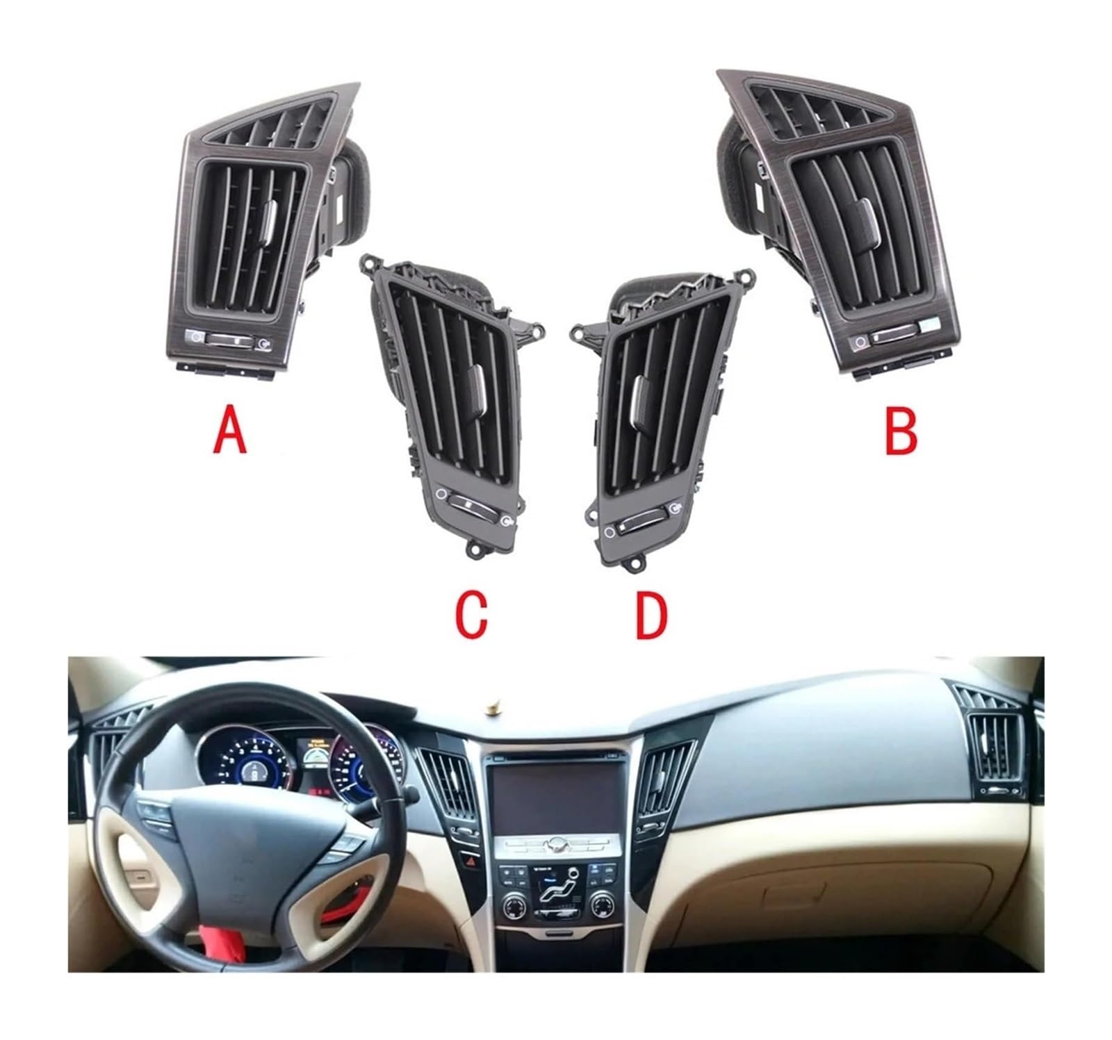 Auto Aria condizionata Ventilazione Per Hyundai Per Sonata 8th 2011 2012 2013 2014 Bocchette Di Ventilazione Per Aria Condizionata 2 Pezzi OEM: 974103S000 974203S000 Griglia Per Auto(B C L+R)