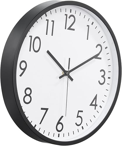 PATIKIL Reloj de pared de 12 pulgadas, con número 3D, de cuarzo, funciona con pilas, silencioso, sin tictac, redondo, para decoración de oficina,