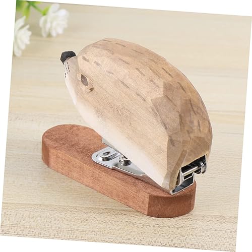 Miniatura 5 de Grapadora manual púrpura para escritorio para niños, grapadora con grapas, mini grapadora resistente, para erizo, herramienta de perforación de