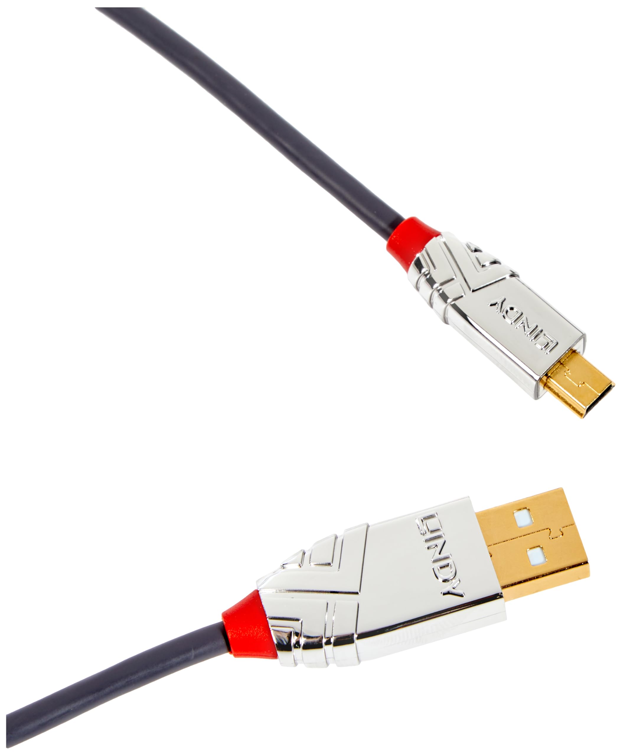 Lindy USB 2.0 Type A to Mini-B Cable, Cromo Line - Grey, 0.5m