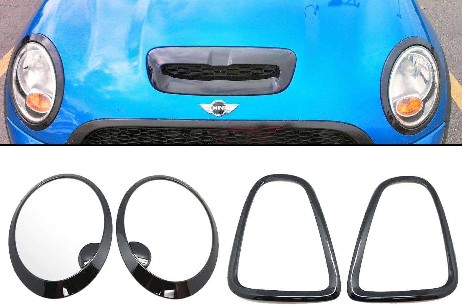 GP Headlight & Tail Light Rims for Mini Cooper - Glossy Black Finish Car Light Cover, Stick on 3M Replacement Trims Compatible with R56, R57, R58, and R59 - Mini Cooper Accessories