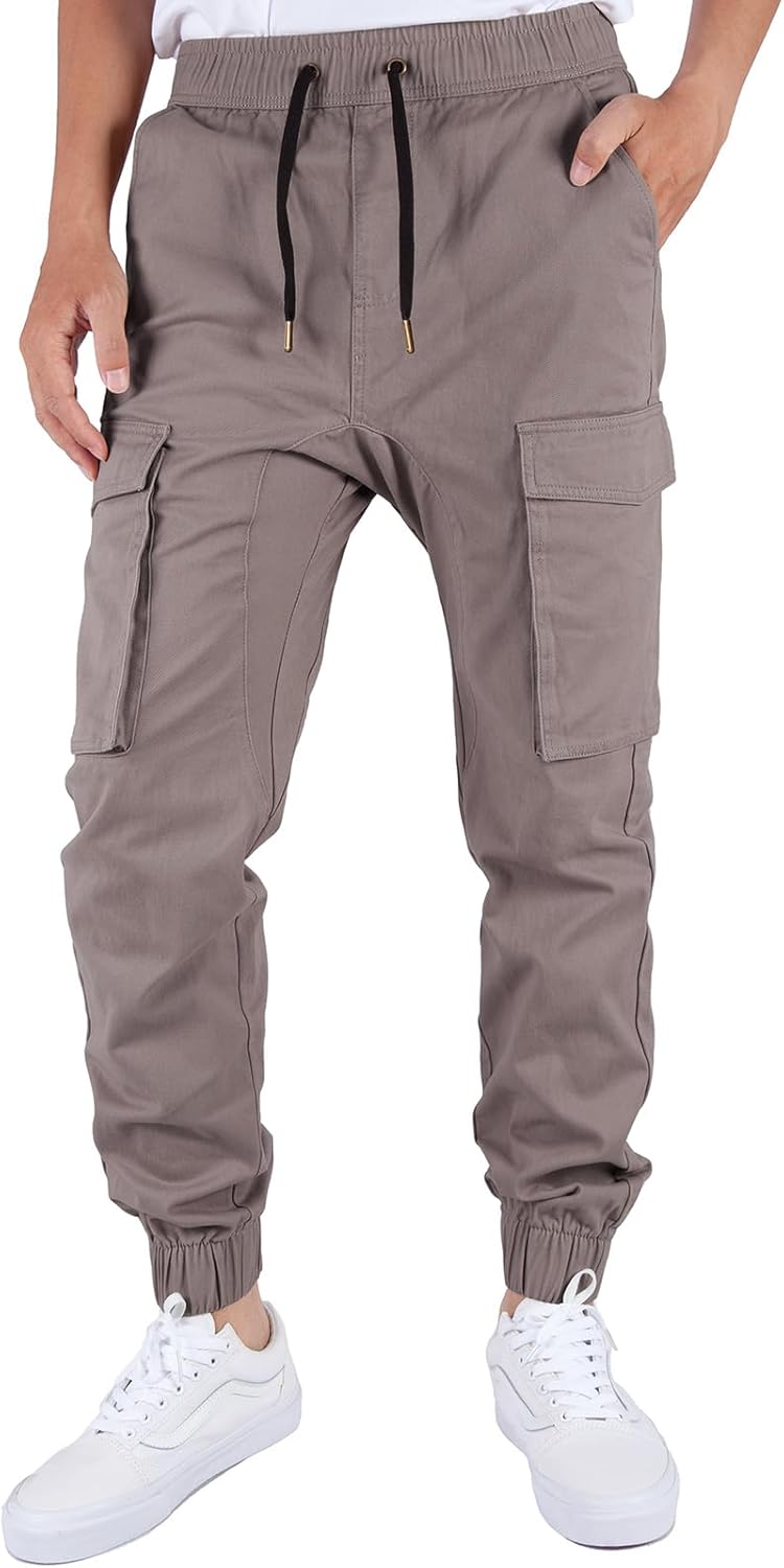 ITALYMORN Mens Khaki Joggers Casual Cargo Joggers Black Cargo Pants Drawstring Waist - Image 9