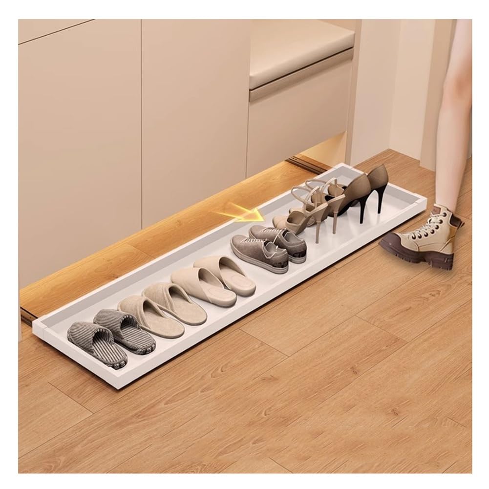 Organizador de Zapatos Debajo de la Cama, Zapatero extraíble con riel Deslizante, Estante de Entrada Que Ahorra Espacio para Armario, Blanco, 61 x 46 cm, colección ordenada