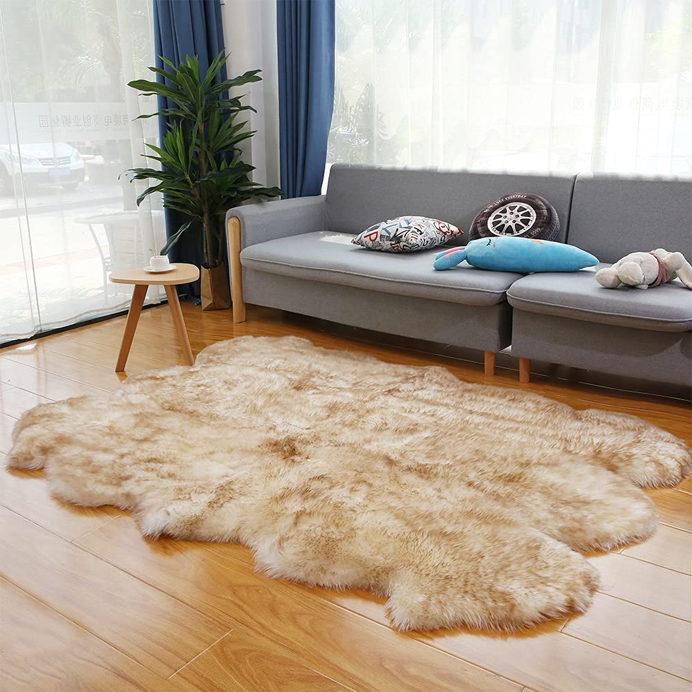 Echte Schapenvacht Tapijt Vloerkleed Bonttapijt Lamsvacht Tapijt Vloerkleden Natuurlijke Vacht Lamsvel Tapijten Echt Wol Vloerkleedje (70X100cm) (Color : 10