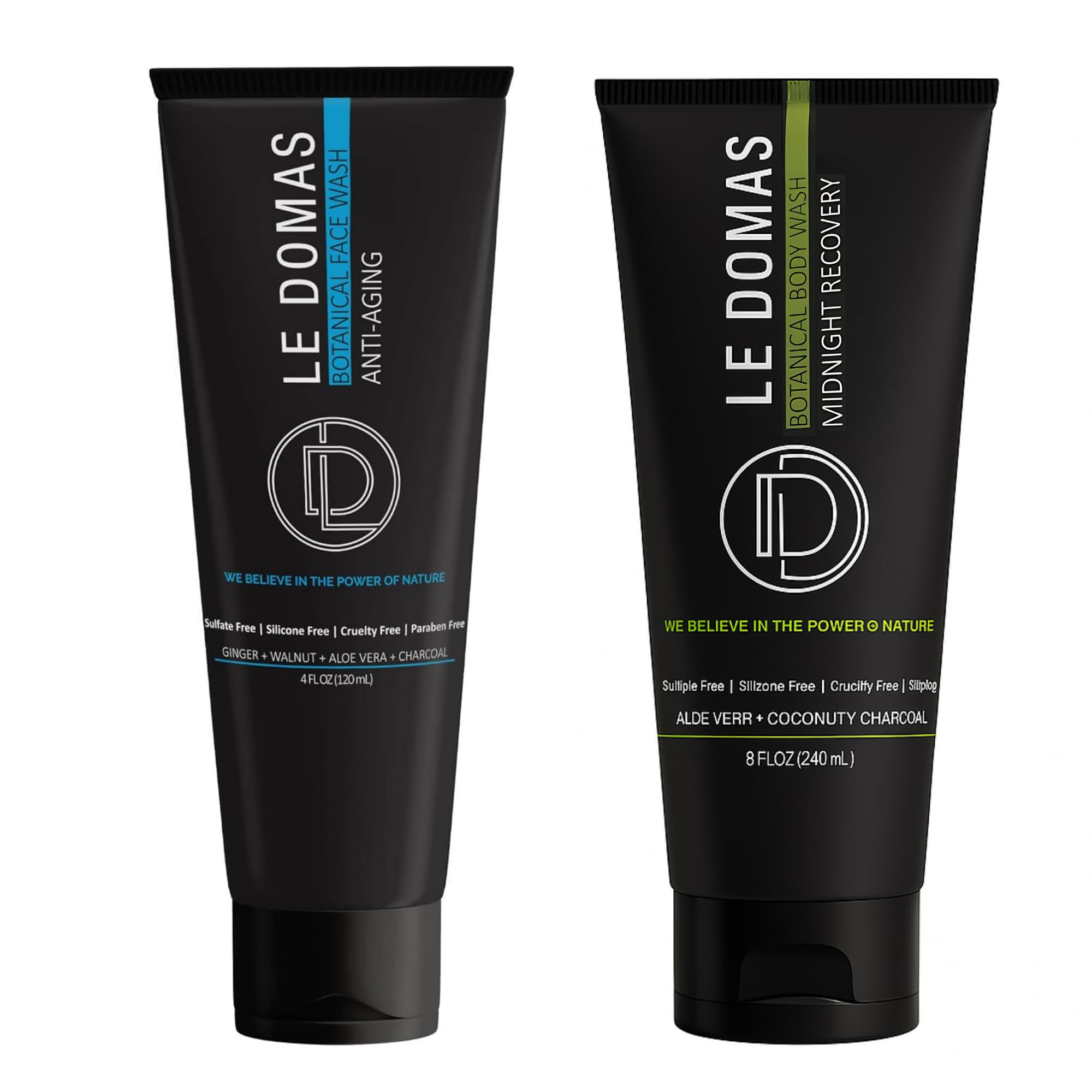 Body Wash Face Wash Set for Men Women Natural Skincare with Aloe Vera Rice Coconut Charcoal Hydrating Moisturizer