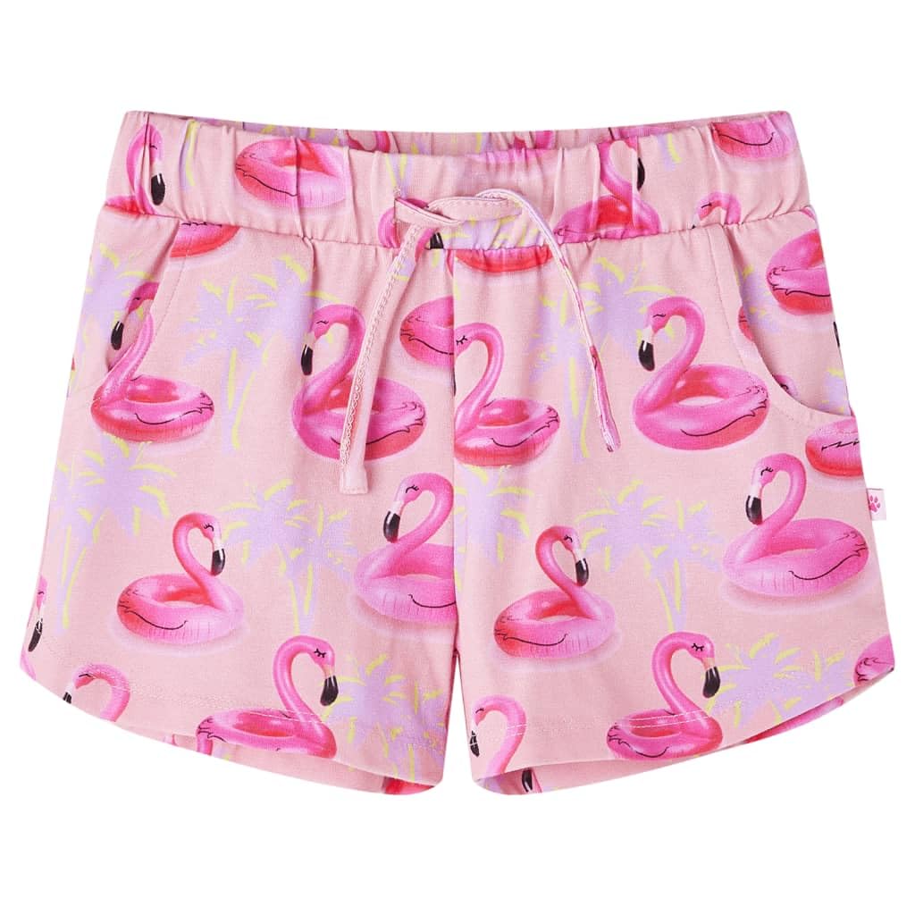 Vidaxl Multicolored Kids' Shorts With Drawstring Pants Flamingo Swim Ring Print Light Pink 92