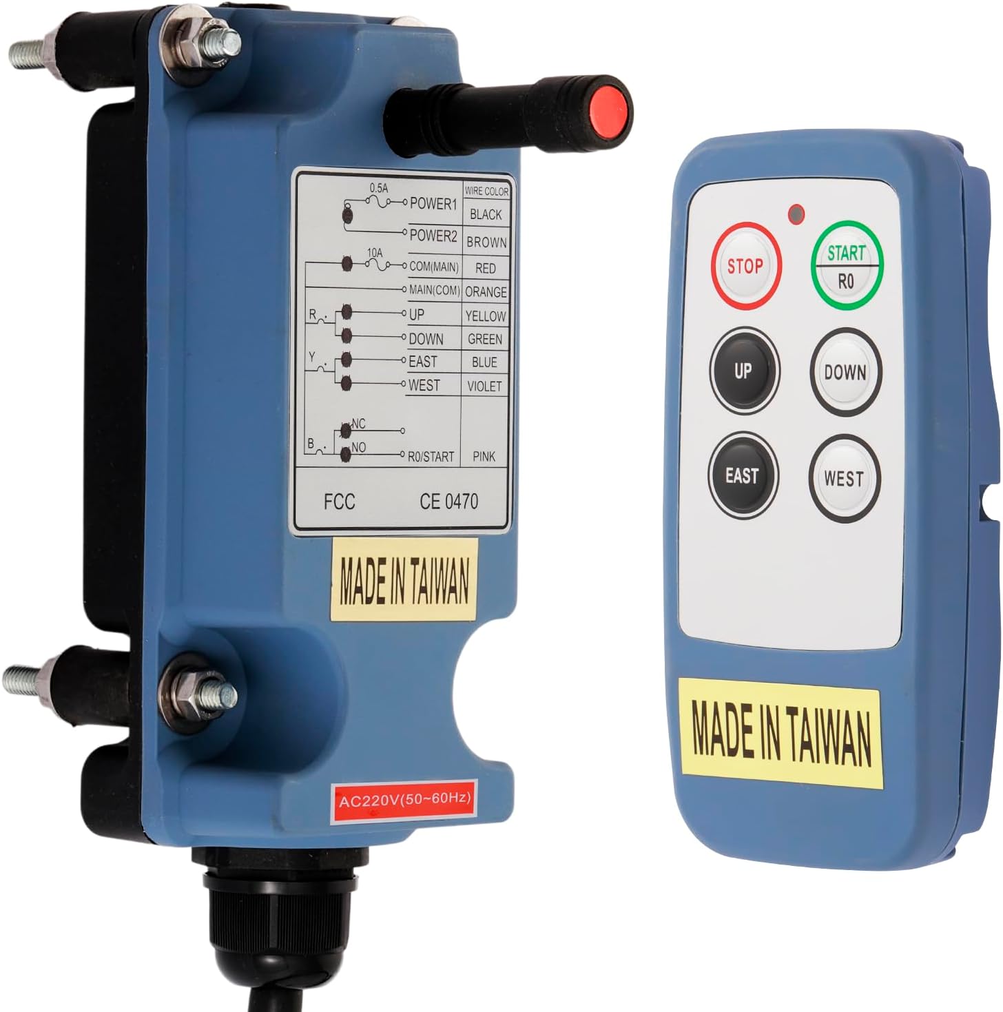 Crane Wireless Remote Control Industrial 4 Channel Button Controller for Electric Hoist Winch Overhead Crane 2 Transmitters 110V Receiver