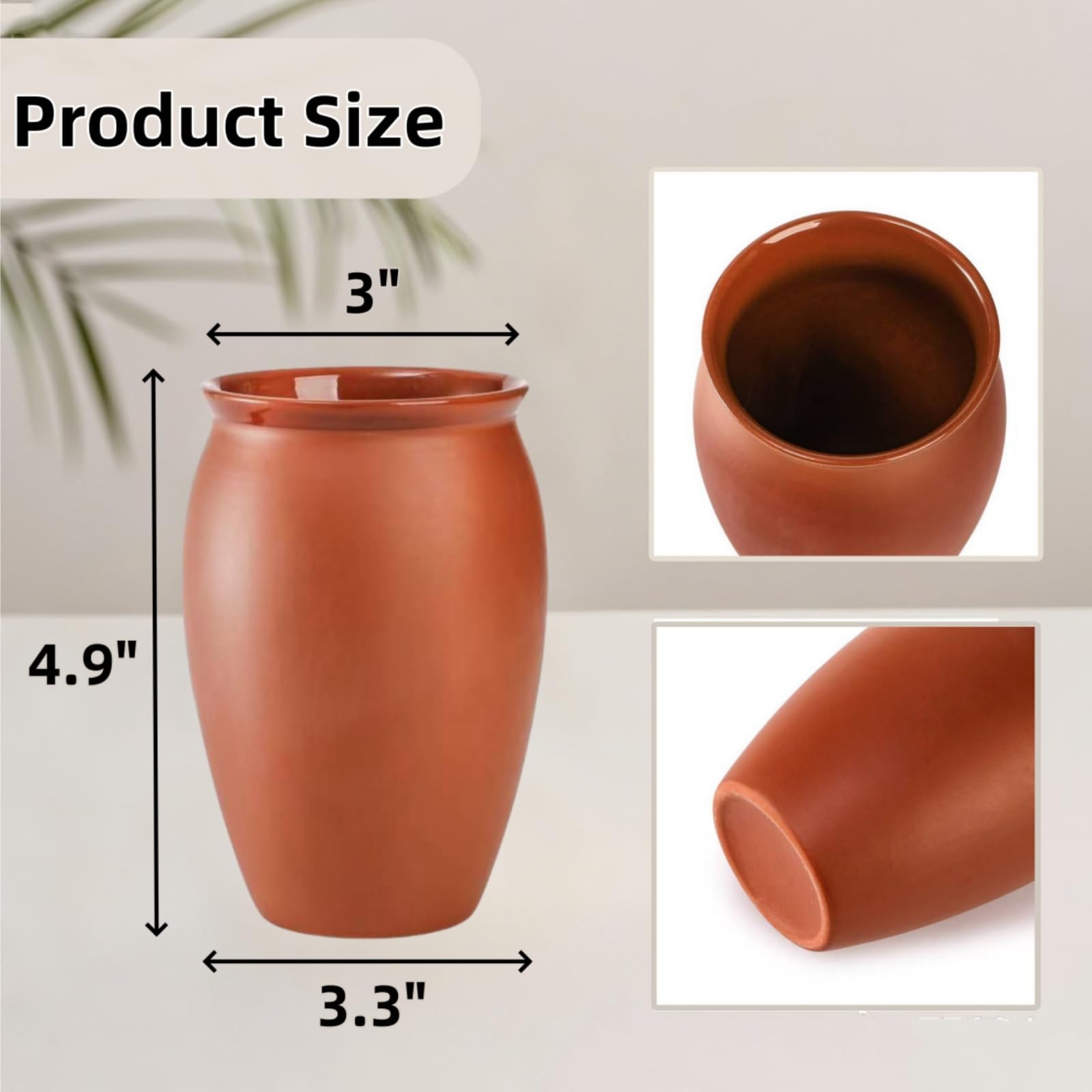 Covzoe Ton-Trinkbecher, 340 ml, 6 Stück
