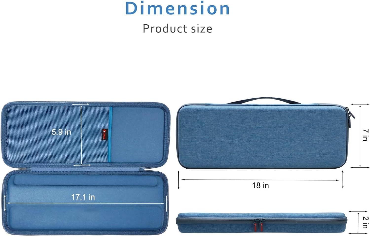 XANAD Hard Case for Logitech MX Keys/MX Keys Advanced MIC Wireless Illuminated Keyboard(Blue)-Inside: 17.2"x6.2"x1.2" - Image 6