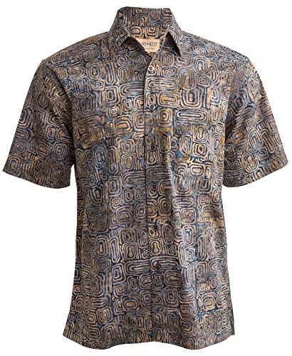 Ripple Rosso Tropical Hawaiian Cotton Batik Shirt for Men