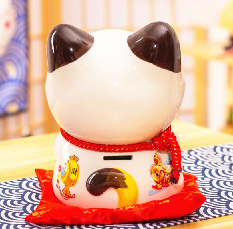 EatingBiting Figura decorativa de cerámica japonesa Maneki Neko de 20 cm, diseño de gato de la suerte, caja de almacenamiento, escultura de arte ornamental, decoración del hogar, gato para apertura de