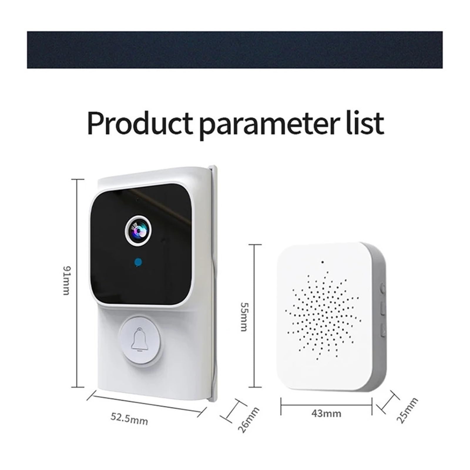 Timbre con vídeo Inteligente Timbre Visual con Wi-Fi y bajo Consumo, Aplicación Completa, Visión Nocturna, PIR, Almacenamiento en la Nube para hogares Inteligentes, oficinas y hogares