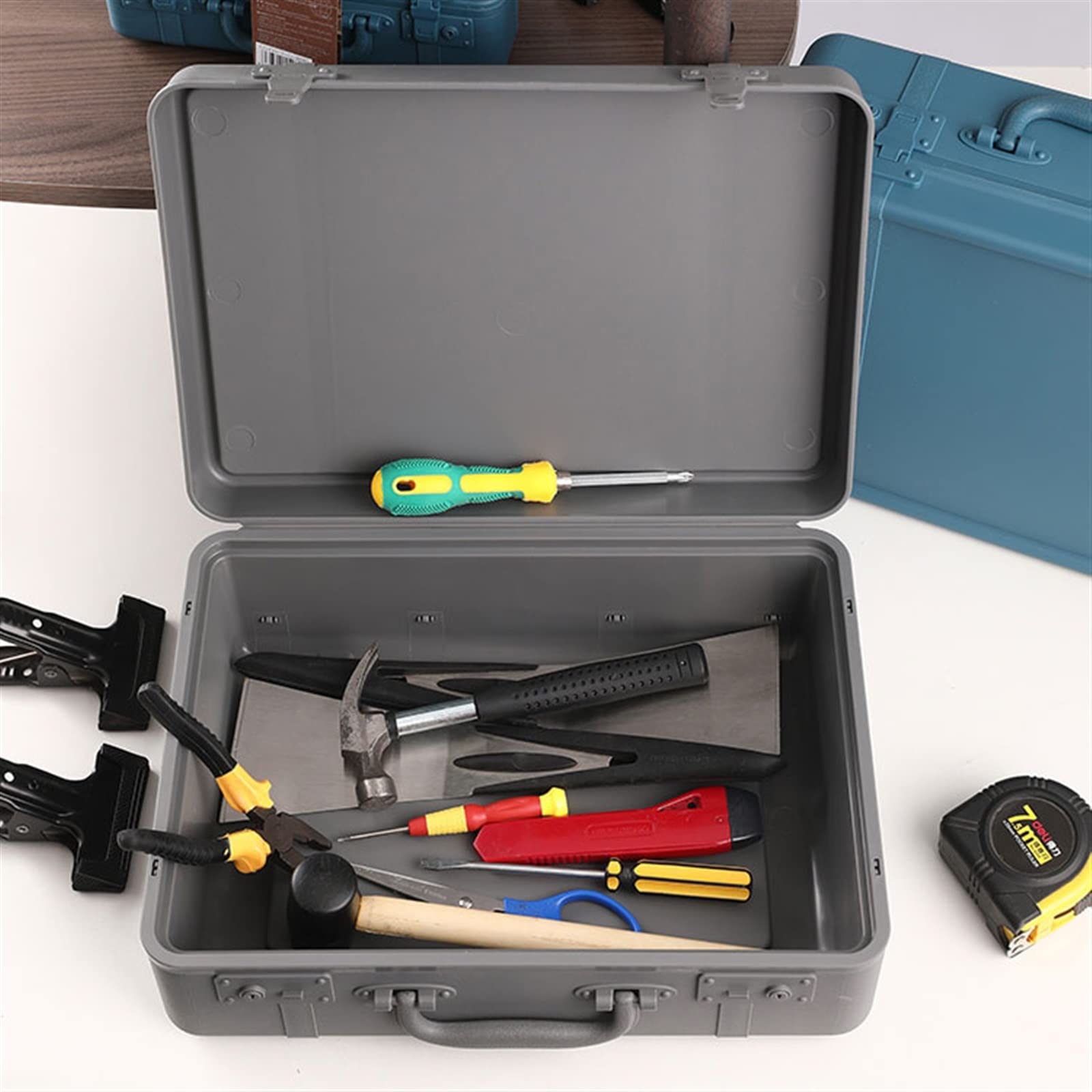 Cassetta Portautensili/Cassetta Attrezzi Cassetta degli attrezzi portatile Organizer Retro grande scatola di immagazzinaggio Valigia for la casa Valigetta Cassetta degli attrezzi in plastica di grande