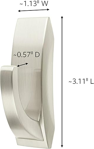 Miniatura 2 de Gancho de metal para baño Command Modern Reflections, pequeño, níquel satinado, 1 gancho con cinta resistente al agua (MR01-SN-BES)., MR02-BN