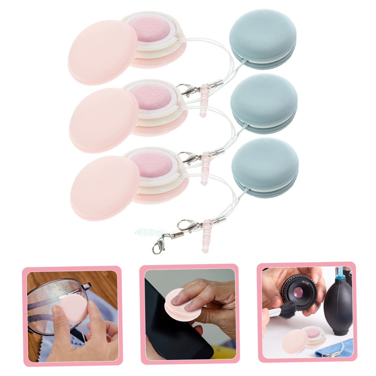 30piezas Paquete De Paños De Limpieza De Forma De Macarón Para Pantallas Lentes y Dispositivos Electrónicos Para Gafas y Teléfonos Portátil y