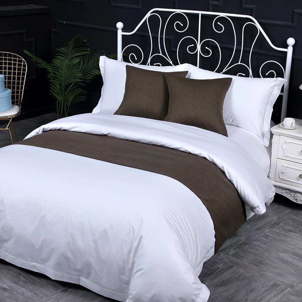 HSTANGKY Hotel Bed Runner Scarf Simple Solid Color Bedspread Decoration Breathable Modern Bedroom Bedding Protector No Fading Bed Tail Towel for Twin Queen King Size Bed-Dark Brown||King 19.7 x 102.3