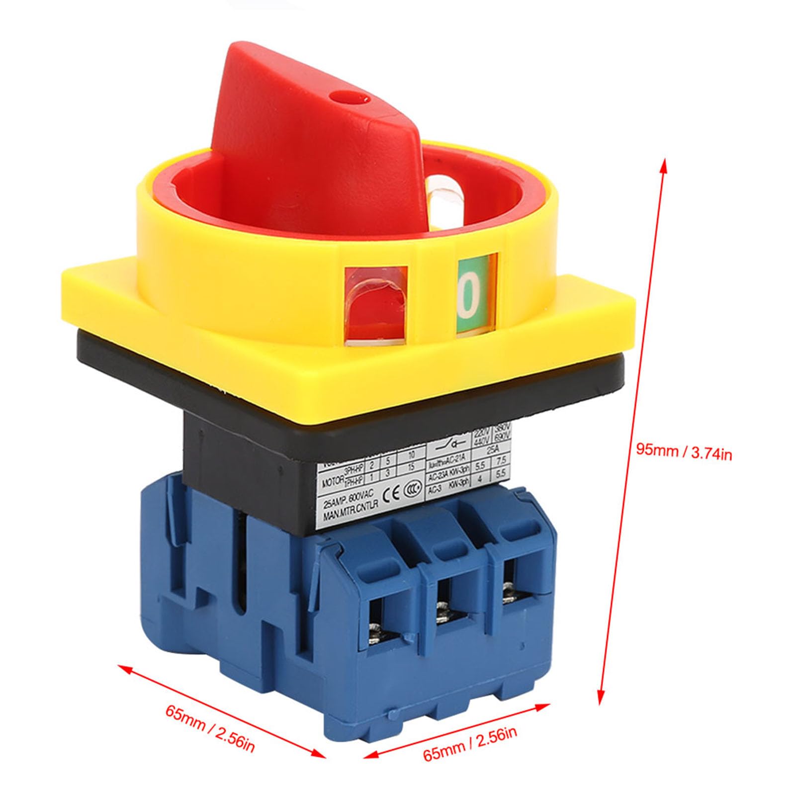 Interruttore automatico di carico interruttore 25A,interruttore automatico di carico interruttore potenza a camma rotativa tripolare adatto per macchine utensili,macchinari,industria chimica,tessile