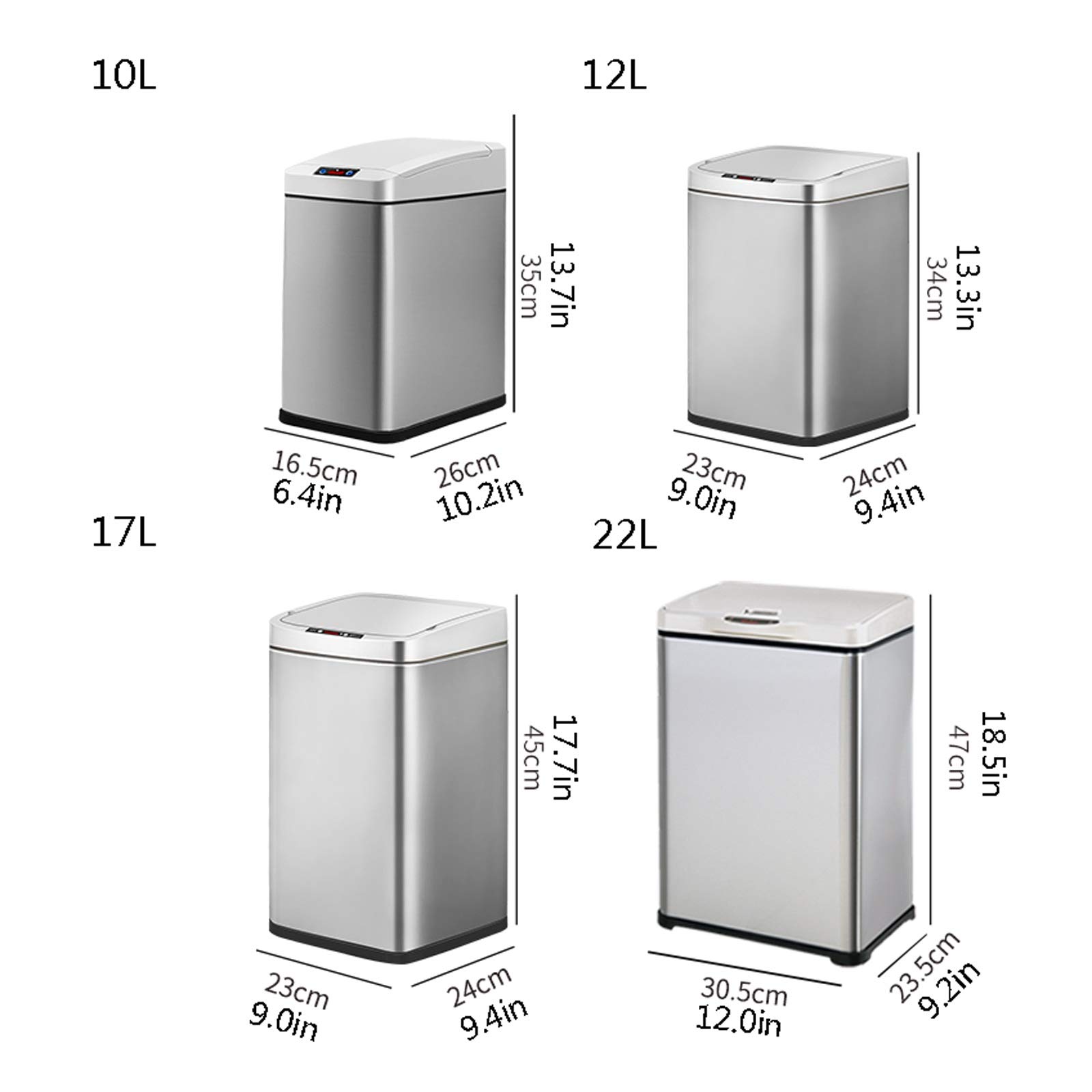 Papelera De Inducción Simple para Interiores, con Tapa, para El Hogar, Ideal para Sala De Estar Y Cocina, Color Plateado, 10 L