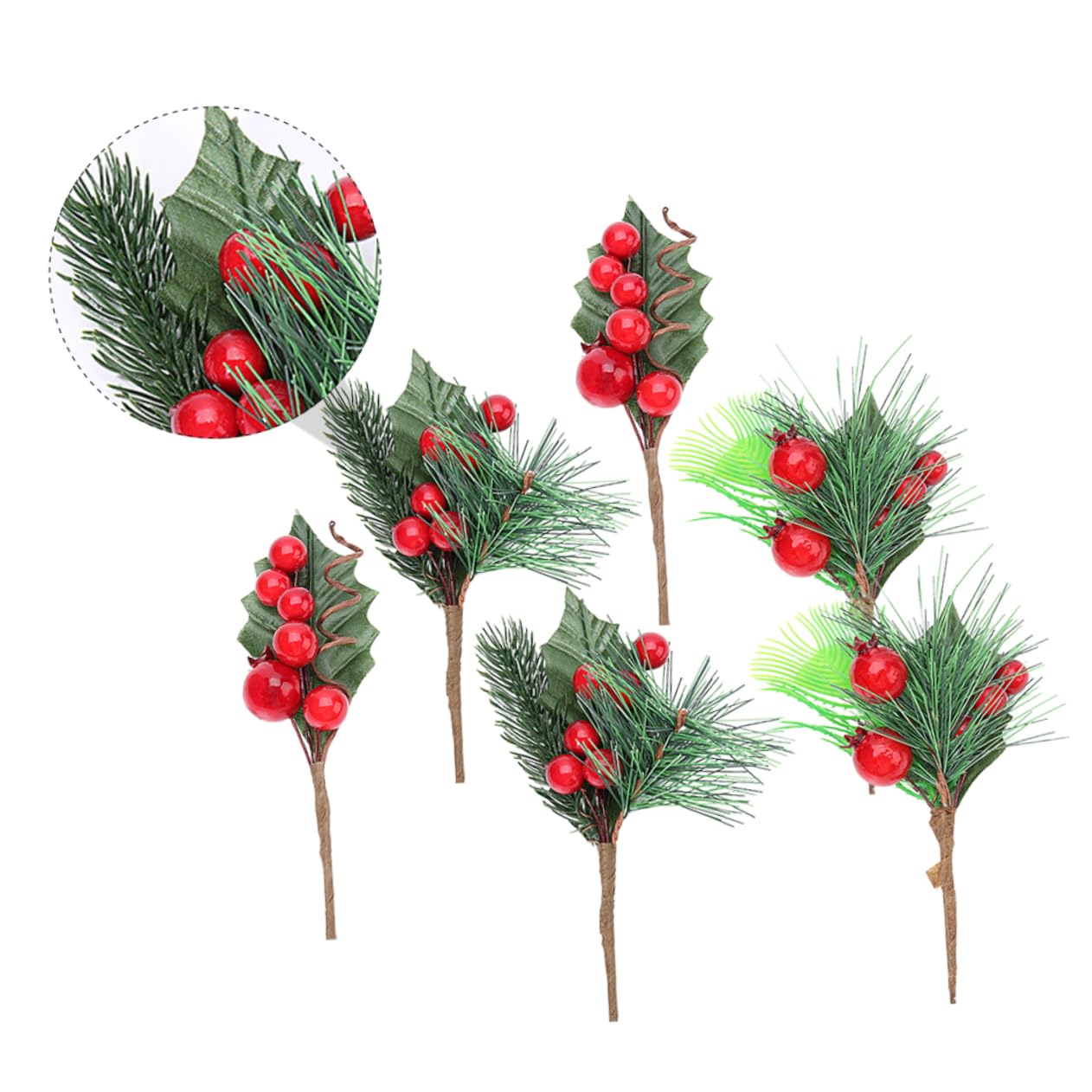 Ciieeo 27piezas Ramas De Baya Simuladas para Decoración Navideña Accesorios De Bricolaje Berries Rojas y Verdes para Fotografía y Manualidades