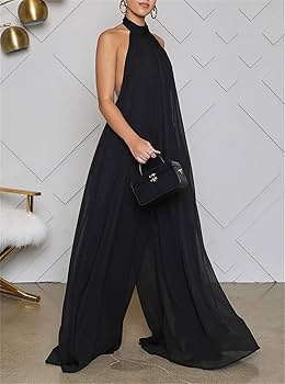 オールインワン・サロペット Wide-Leg Halter Romper Wide Leg Jumpsuits for Women,Elegant Summer Halter Neck