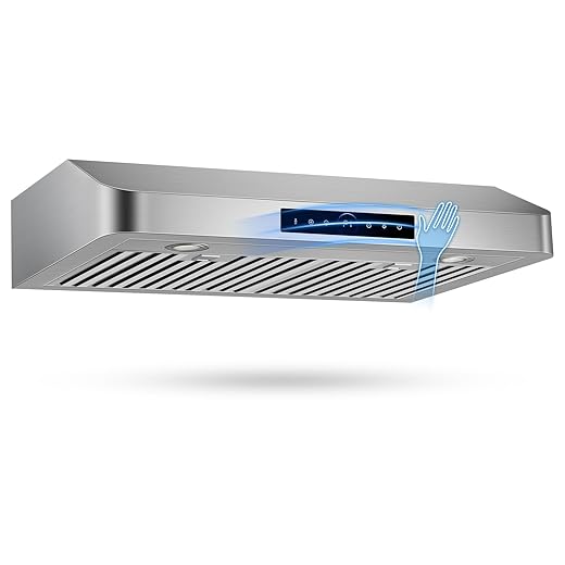 30 Inch Under Cabinet Range Hood 1200CFM, 4-Speed Kitchen Hood with Touch Control & Gesture Sensing Stainless Steel Kitchen Stove Vent Hoods with 2 LED Lights Standard Series