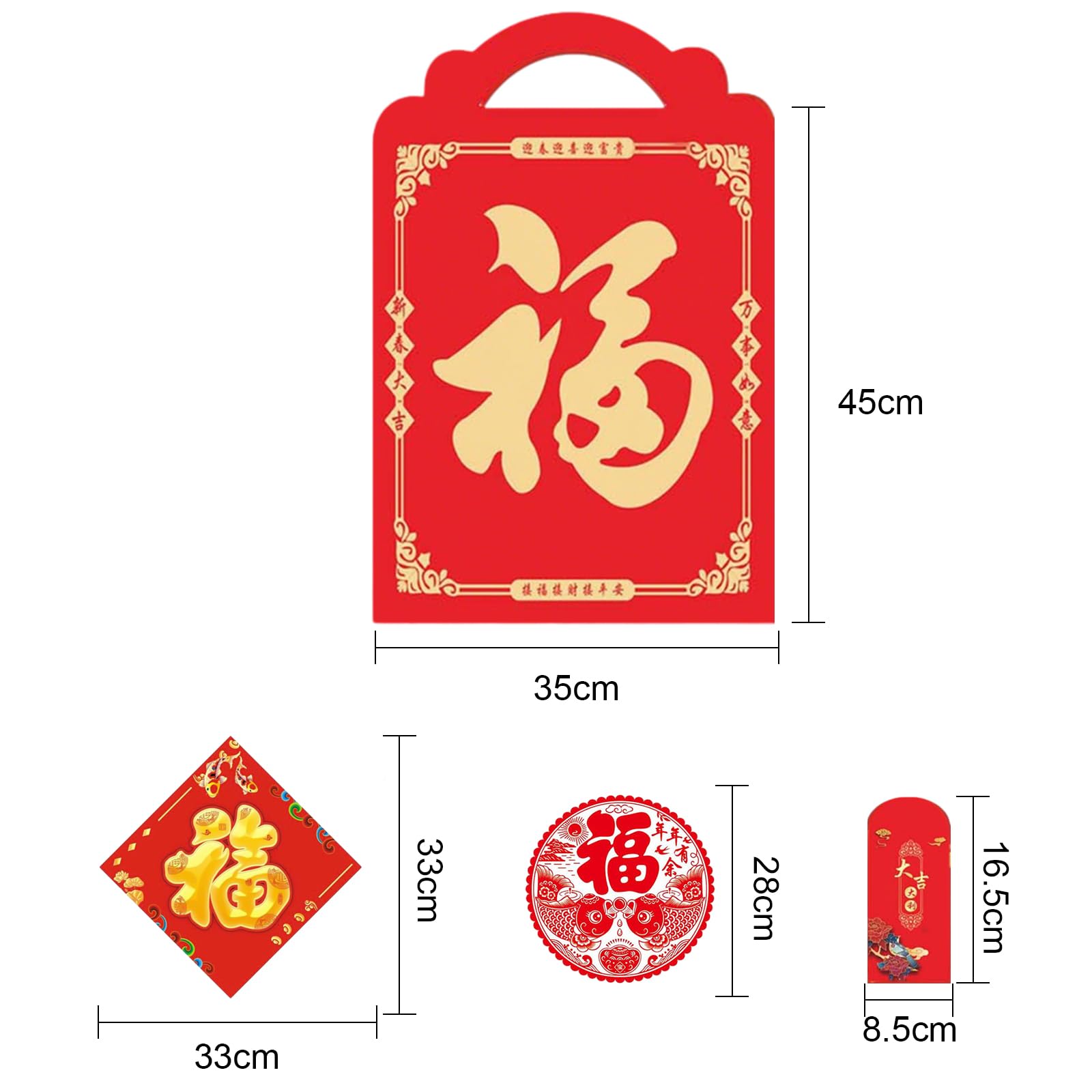 TUPARKA 2026 Chinesische Neujahrsdekorationen, Jahr der Pferd, chinesisches Frühlingspaar-Set, Wandaufkleber, rote Umschläge, chinesisches Fu, traditionelles DUI, Lian Chun Lian für das Mondneujahr