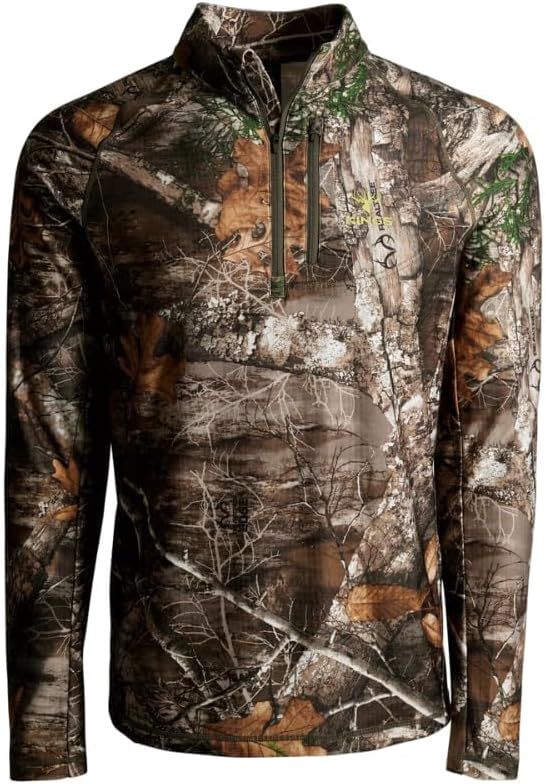 King's Camo XKG Performance Fleece 1/4 Zip | Lightweight Hunting Jacket With Polygiene Technology | Realtree Edge, X-Large
