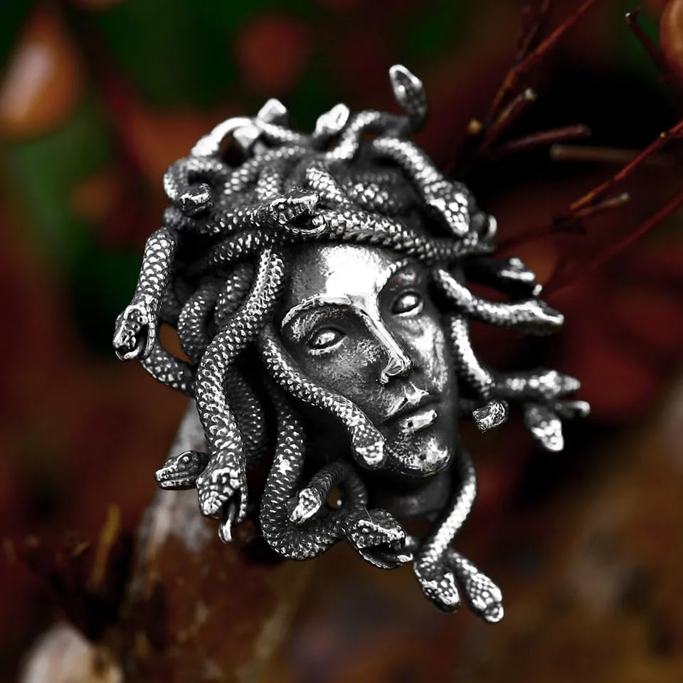 MOLOGO Snake Princess Medusa Pendant Stainless Steel Fashion Punk Hiphop Vintage Gothic Biker Jewelry Gift, Silver4