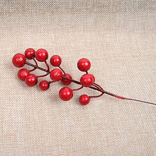 Cozyou ( Pack Of 12 Artificial Red Berry Picks Branch For Diy Home Christmas Tree Wreath Parties Decor #TOP1