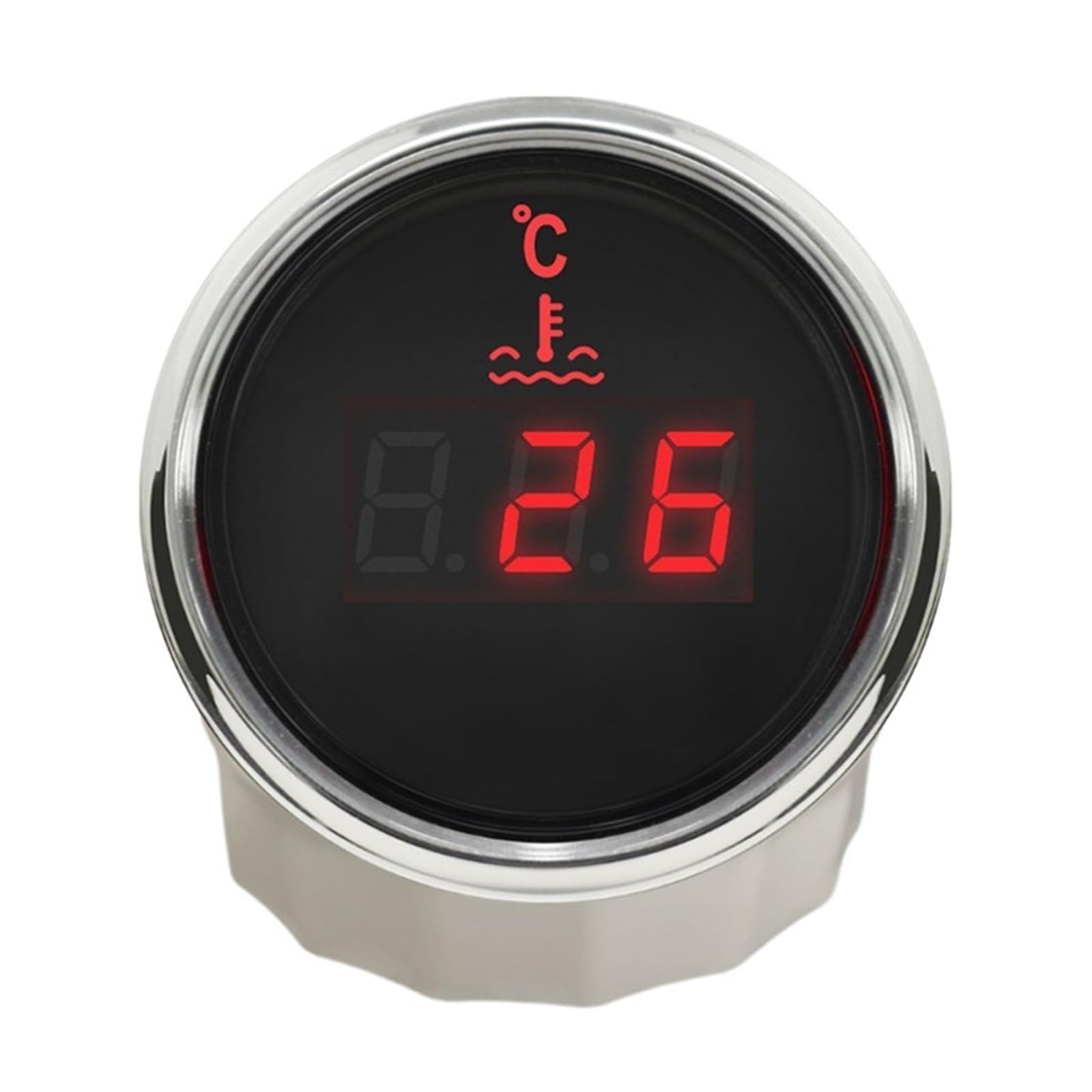Medidor de temperatura de agua Universal de 52mm, 40-120 ℃ 25-120 ℃ 12V 24V for barco automático, medidor de temperatura de luz roja y amarilla Lectura clara(Digital WS)