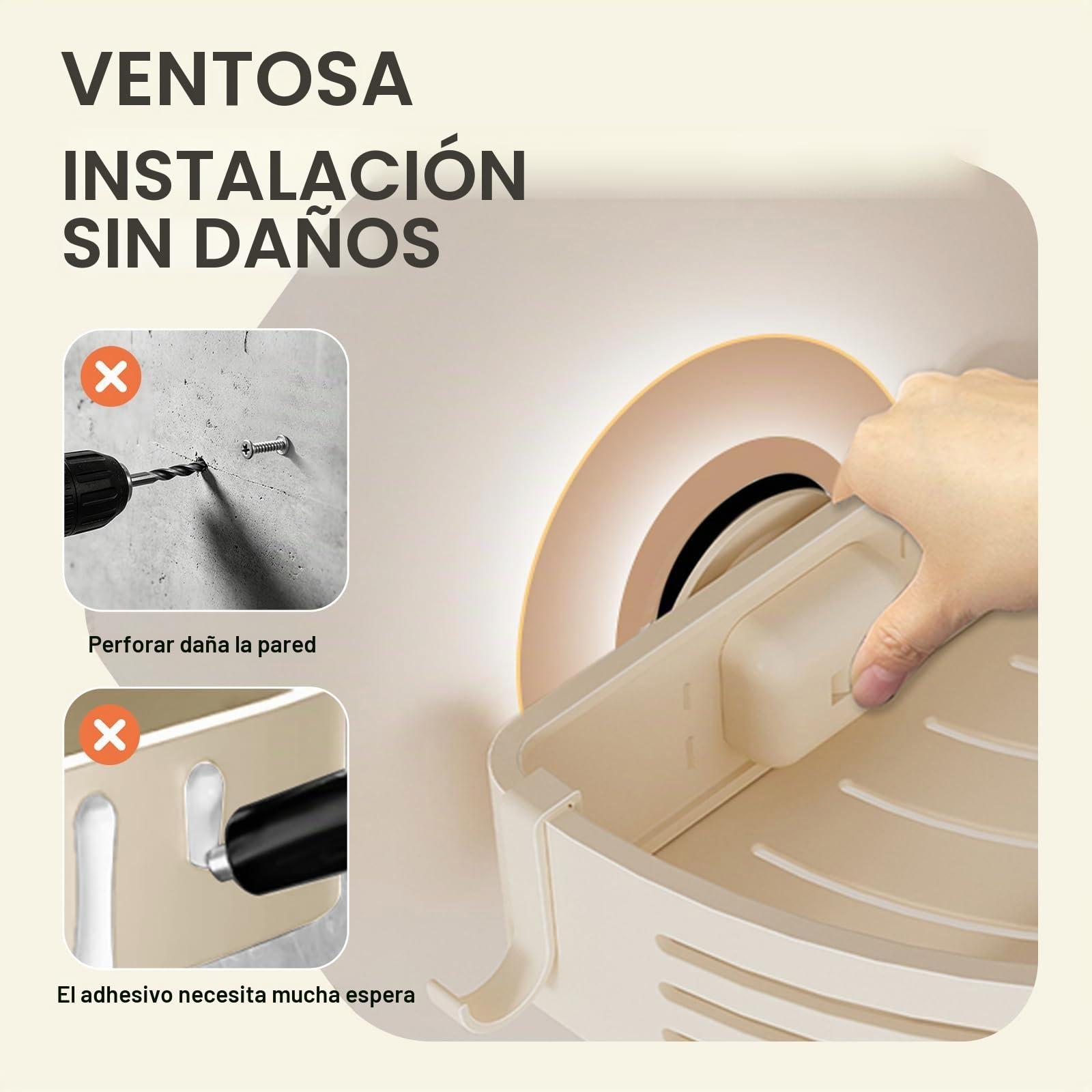 Lekesky Estante Ducha sin Taladro Esquina con Toallero y Ventosas Fuertes, Aluminio Antioxidante y Extraíble, Ideal como Estantería de Baño y Organizador Ducha para Baño y Cocina, 2 Uds, Crema