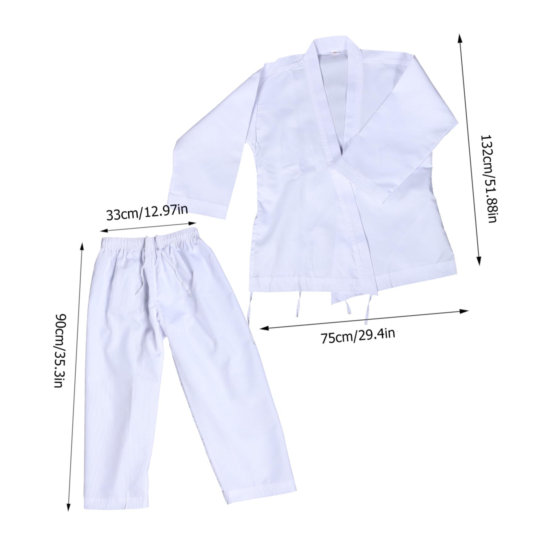 Healeved Costume de Taekwondo Professionnel pour Adultes en Polyester Blanc, Ensemble Réutilisable Ceinture, Pantalon à Cordons, pour Entraînement et Compétition