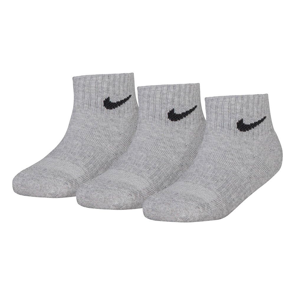 NIKE Unisex Kids Rn0012 Quarter 3 Pairs Eu 23 1/2-27 SOCKS, Grey(Vn0012-042)/Black, 4 Years EU