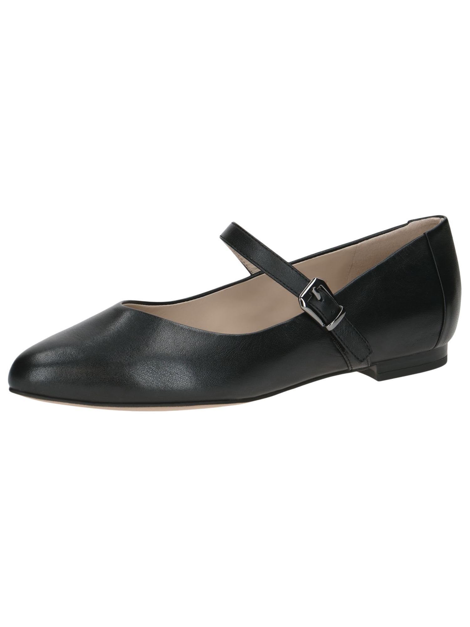 CAPRICE Women Ballet Flats Leather with Velcro Closure, Black (Black Nappa), 4 UK