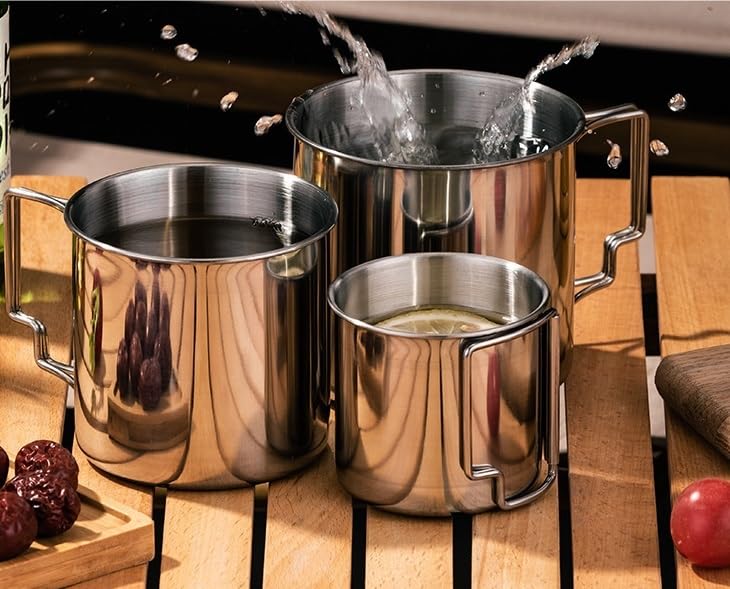 Echeson 1PC Stainless Steel Mug, Outdoor Folding Coffee Mug and Tea Cup Suitable for Outdoor Mountaineering Picnics(10cm)