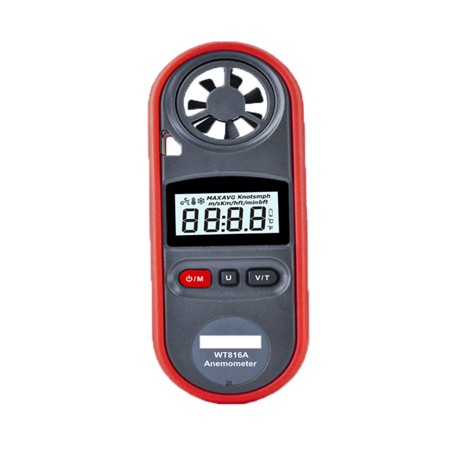 Anemómetro digital LCD portátil medidor de velocidad de viento viento medidor de velocidad de flujo de aire termómetro de medición para windsurf, vela, pesca, vuelo de cometas y montañismo, etc