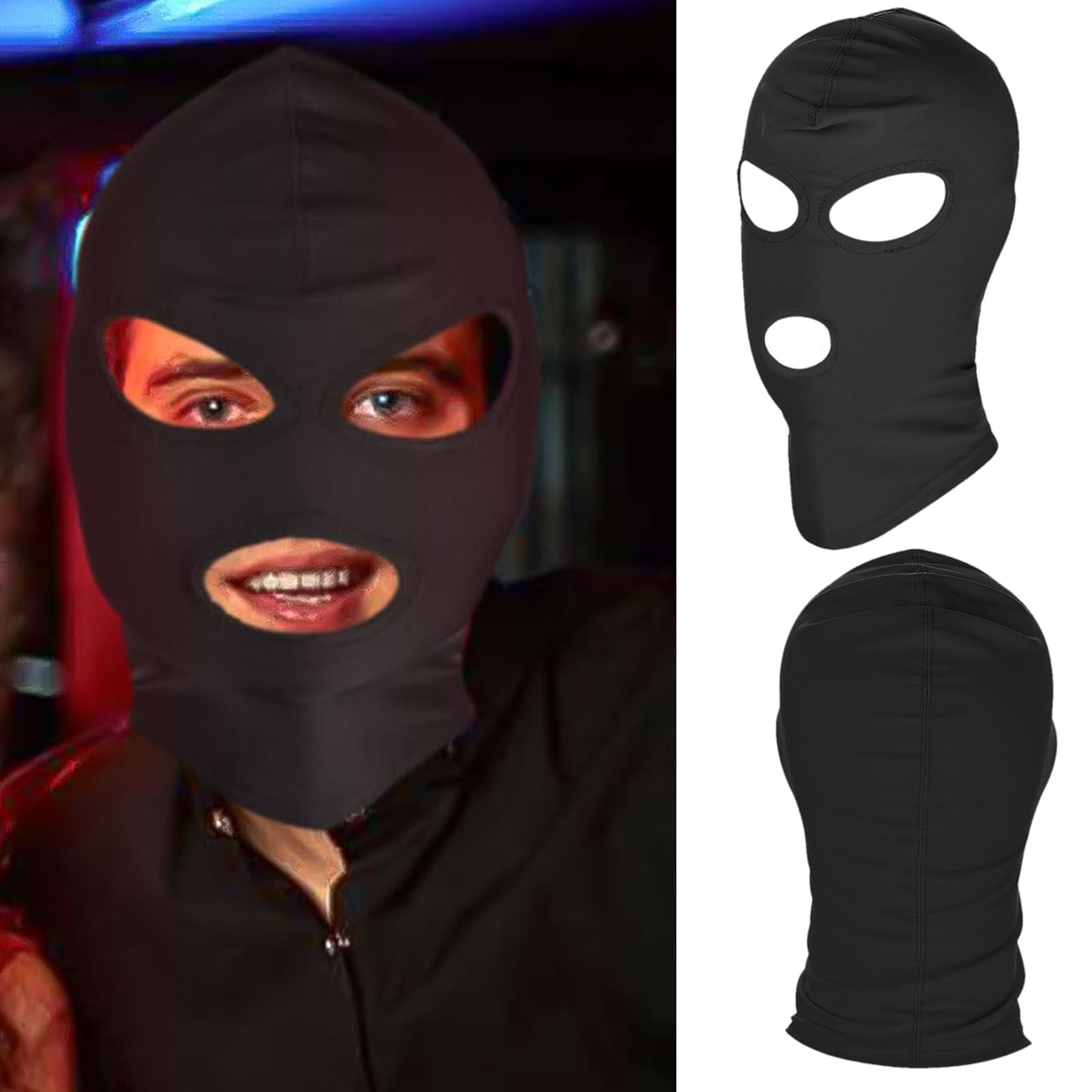 1PC Full-Cover Open Mouth Mask with Open Eyes, Breathable Elastic Black Hood for Men/Women - Image 4