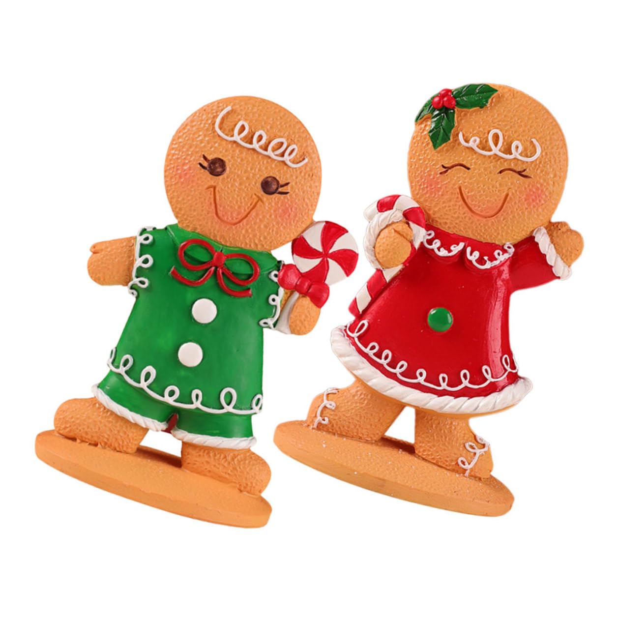 Lot de 2 bonshommes épice de Noël en résine pour décoration de table