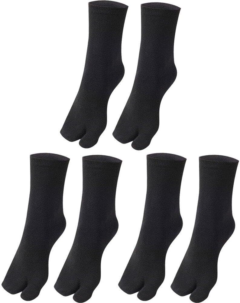 3 Pairs of Solid Color Two-Toed Tabi Socks – Japanese Cotton Split Toe Middle Tube Socks