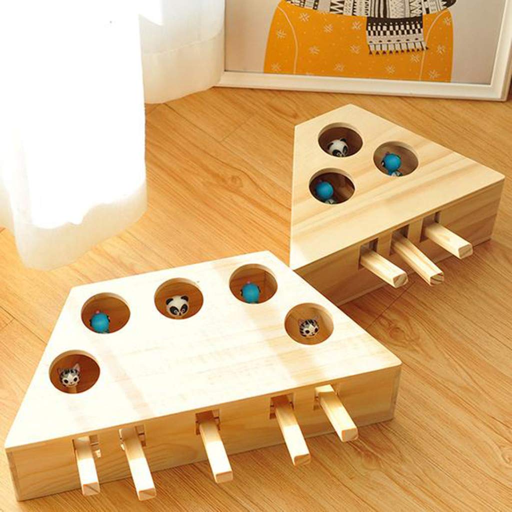 Bewegliches Katzenspielzeug,Interaktives Spielzeug für Katzen Whack Mole Maus Trainieren Jagd Crazy Intelligenz-Beschäftigungsspielzeug,Wooden Cat Hunt Toy Kätzchen Spielzeug (C)