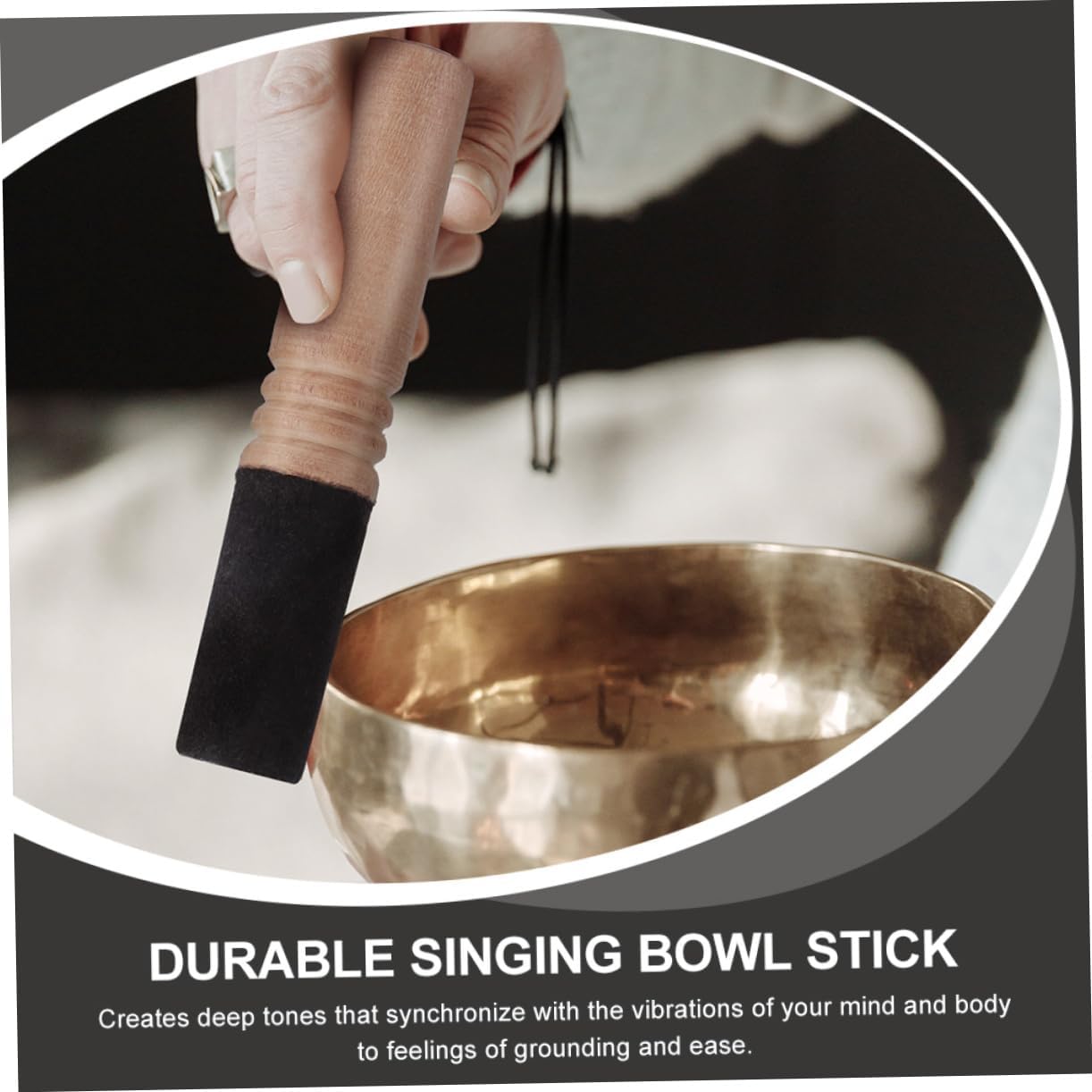 2 Pcs Wooden Sound Bowl Mallet Stick Coffee Portable image 3