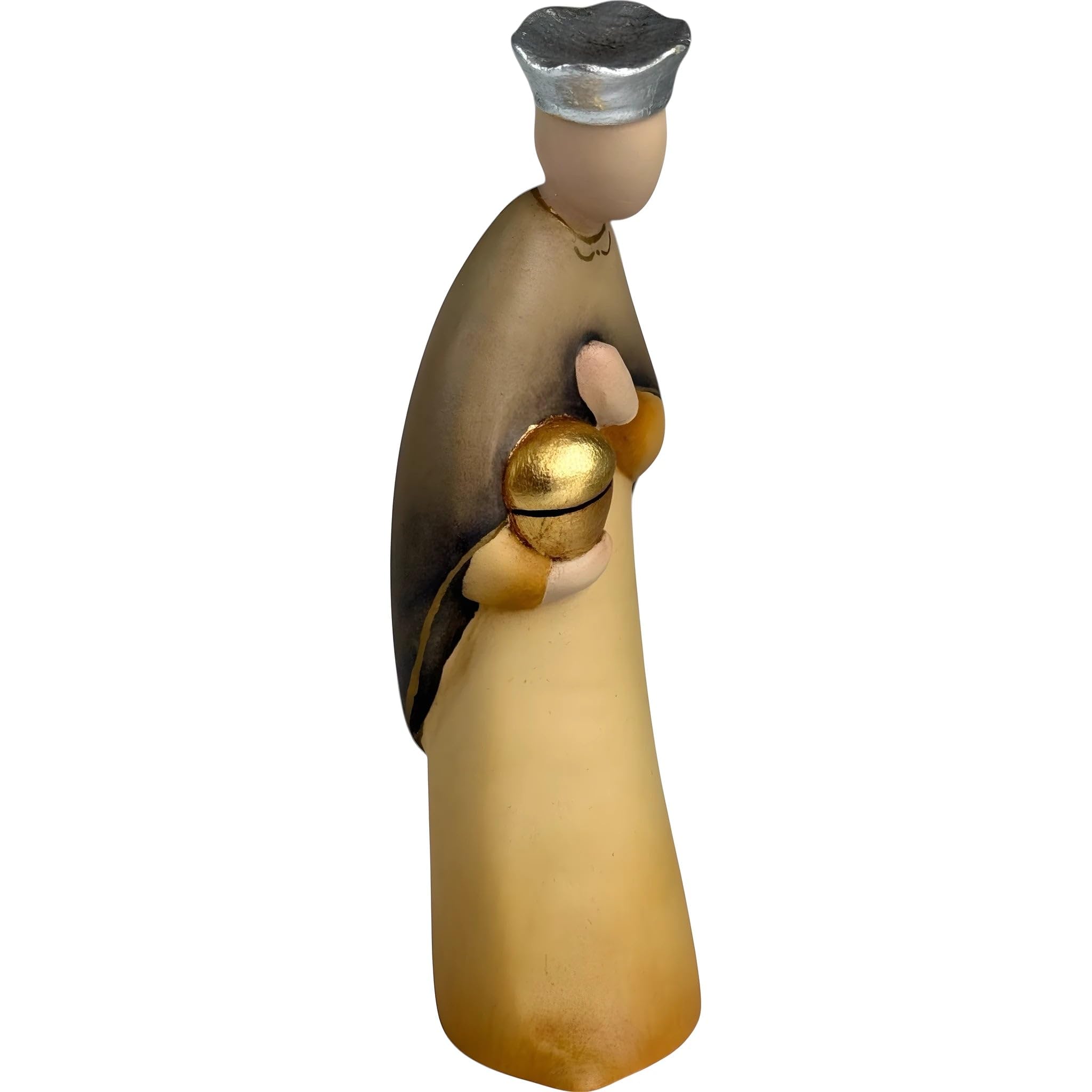Zauberer Melchior aus Holz 12 cm | Naturholz in Gröden | Krippenfigur