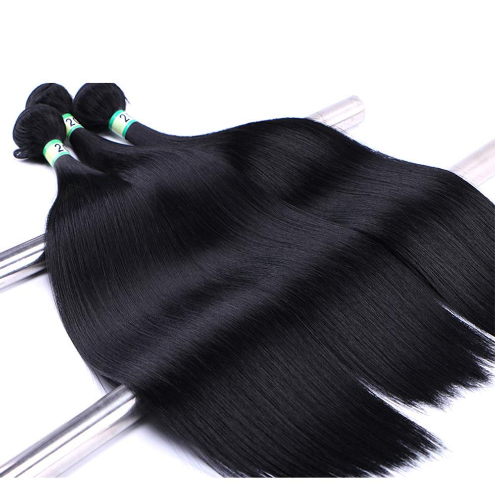 YIFOOPLI 8"-24" Brazilian Hair Weave Bundles Hair Extensions Weft - Straight - #1B Natrual Black (3 Bundle, 100g/Bundle) Composite Hair Lace Wig Role Playing Wig Long And Short Women Nature